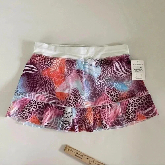 NWT Sofibella Women`s UV Colors 14 Inch Tennis Skort Animal Stream Blue - Picture 1 of 6